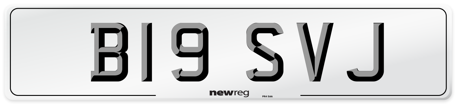 B19 SVJ Number Plate from New Reg